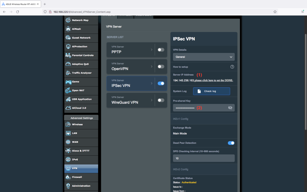 Configure a Pre-Shared Key for your connection