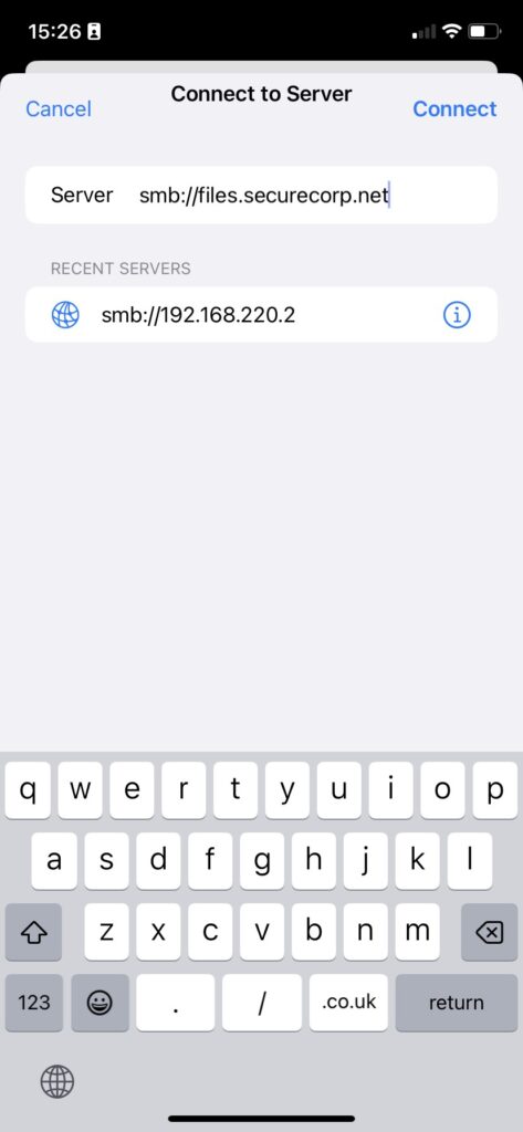 connect to a file server on ios