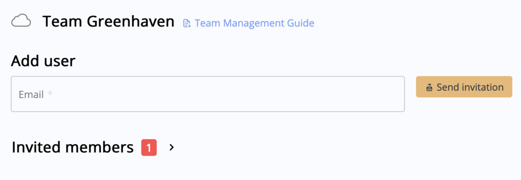 At the Top of the VPN Tracker Team Member Page, you can Add users by entering their email address and sending them an invitation