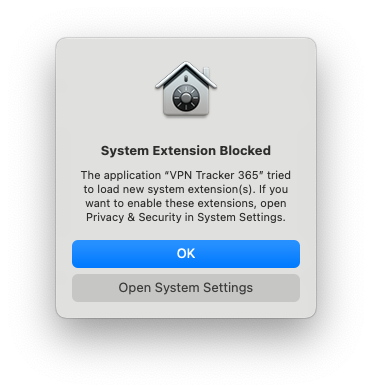 Allow loading the VPN Tracker system extension