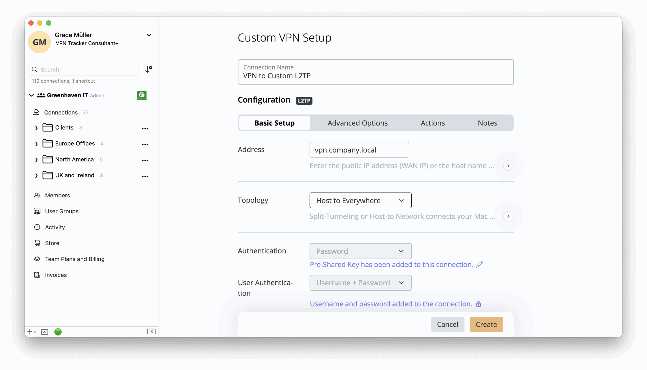 Set up L2TP VPN on Mac in VPN Tracker