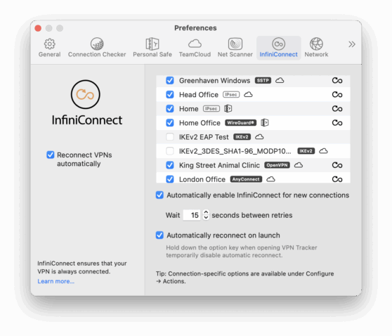 Automatically reconnect dropped VPN connections on your Mac