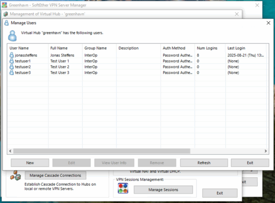 Adding VPN users in SoftEther