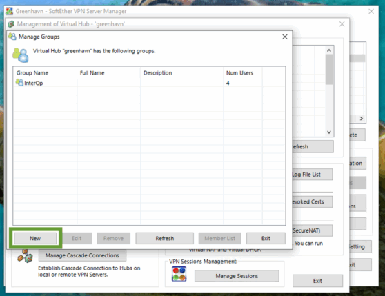 Adding User Groups in SoftEther VPN