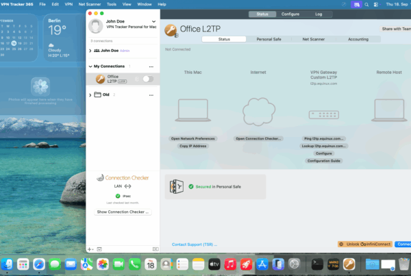 Fix macOS Tahoe VPN issues: newly imported L2TP connection displayed in VPN Tracker 365 on macOS 26