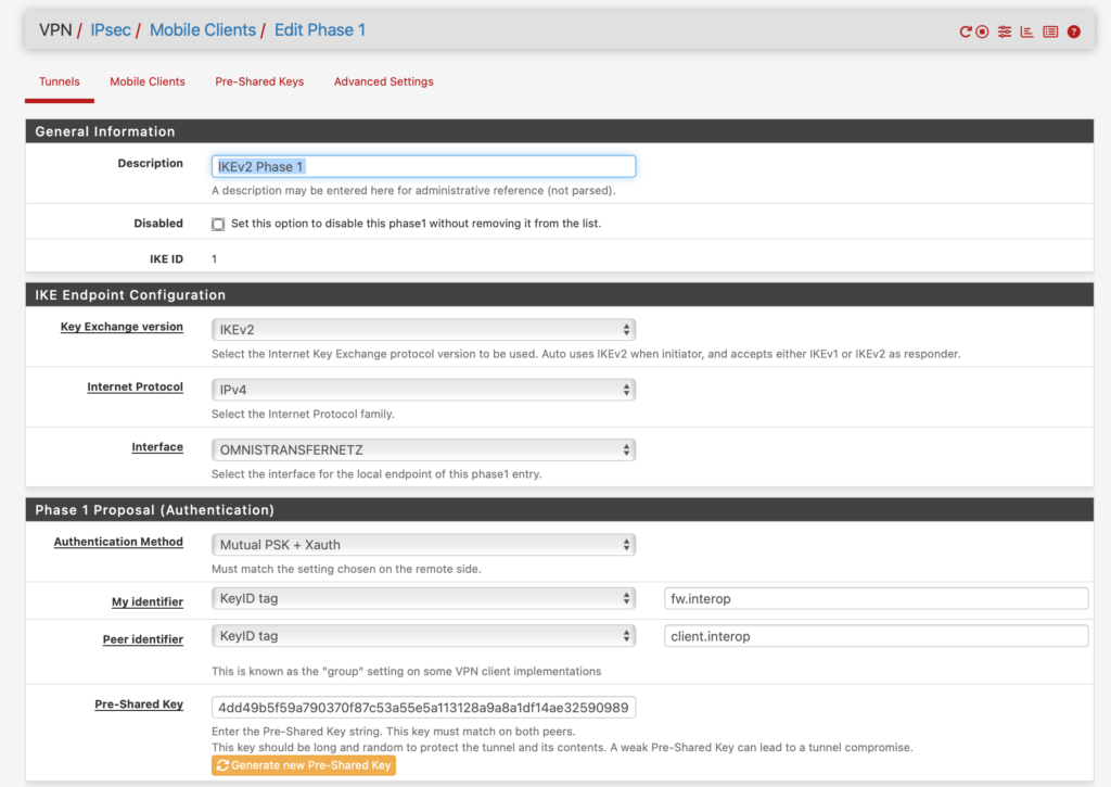 Phase 1 setup for IPsec IKEv2 