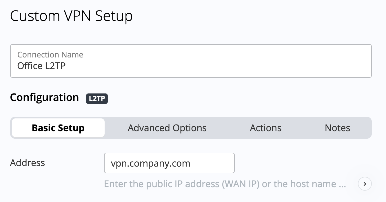 L2TP VPN-Einrichtung auf Mac in VPN Tracker