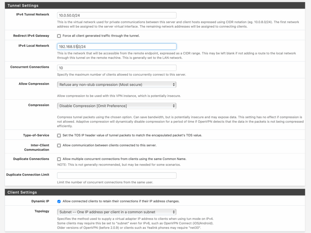 screenshot from netgate pfsense openvpn wizard