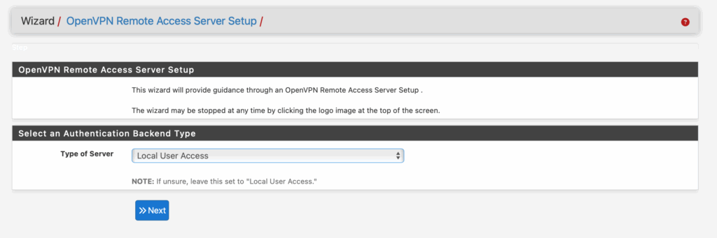 screenshot from netgate pfsense openvpn wizard