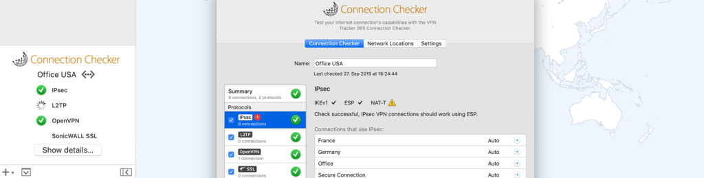 use the VPN Tracker connection checker to test your home office VPN setup 