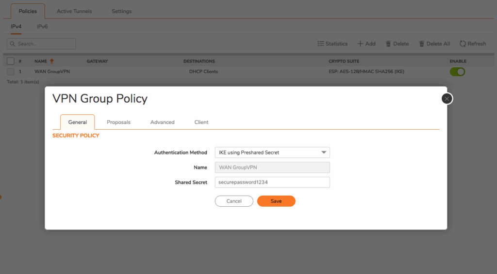 updating PSK on SonicWall firewall