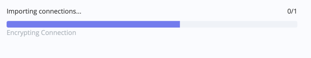 LANCOM connection importing progress bar
