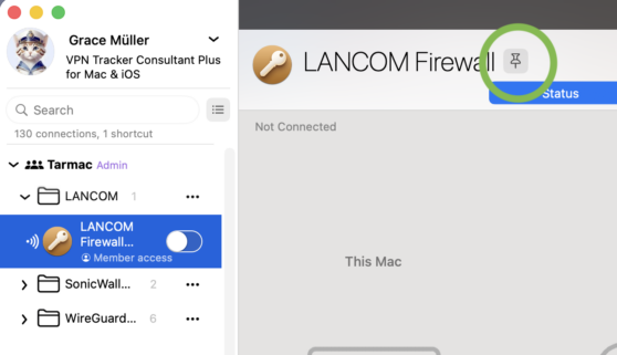VPN Tracker für Mac Verbindung pinnen Icon