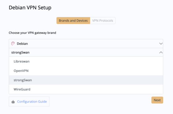 connect to Debian IKEv2 strongSwan in VPN Tracker