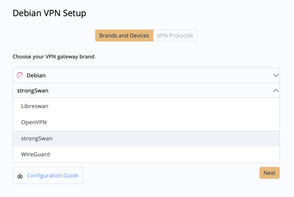 connect to Debian IKEv2 strongSwan in VPN Tracker