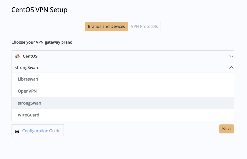 connect to CentOS Stream IKEv2 strongSwan in VPN Tracker