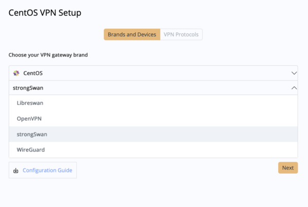 connect to CentOS Stream IKEv2 strongSwan in VPN Tracker